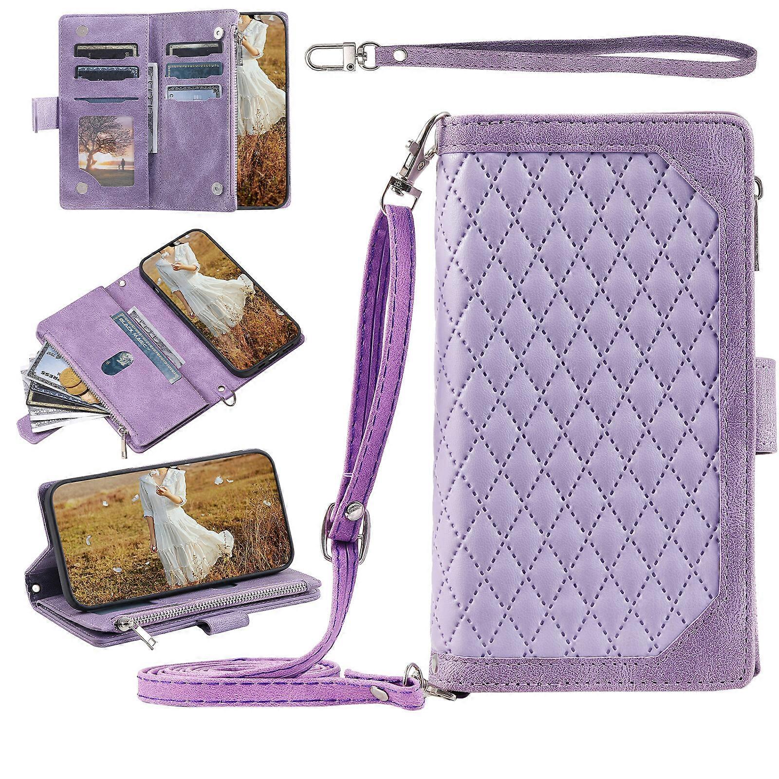 Compatible with iPhone 12 Pro Max Crossbody Wallet Case PU Leather with Card Holder Flip Folio Zipper Purse Cover