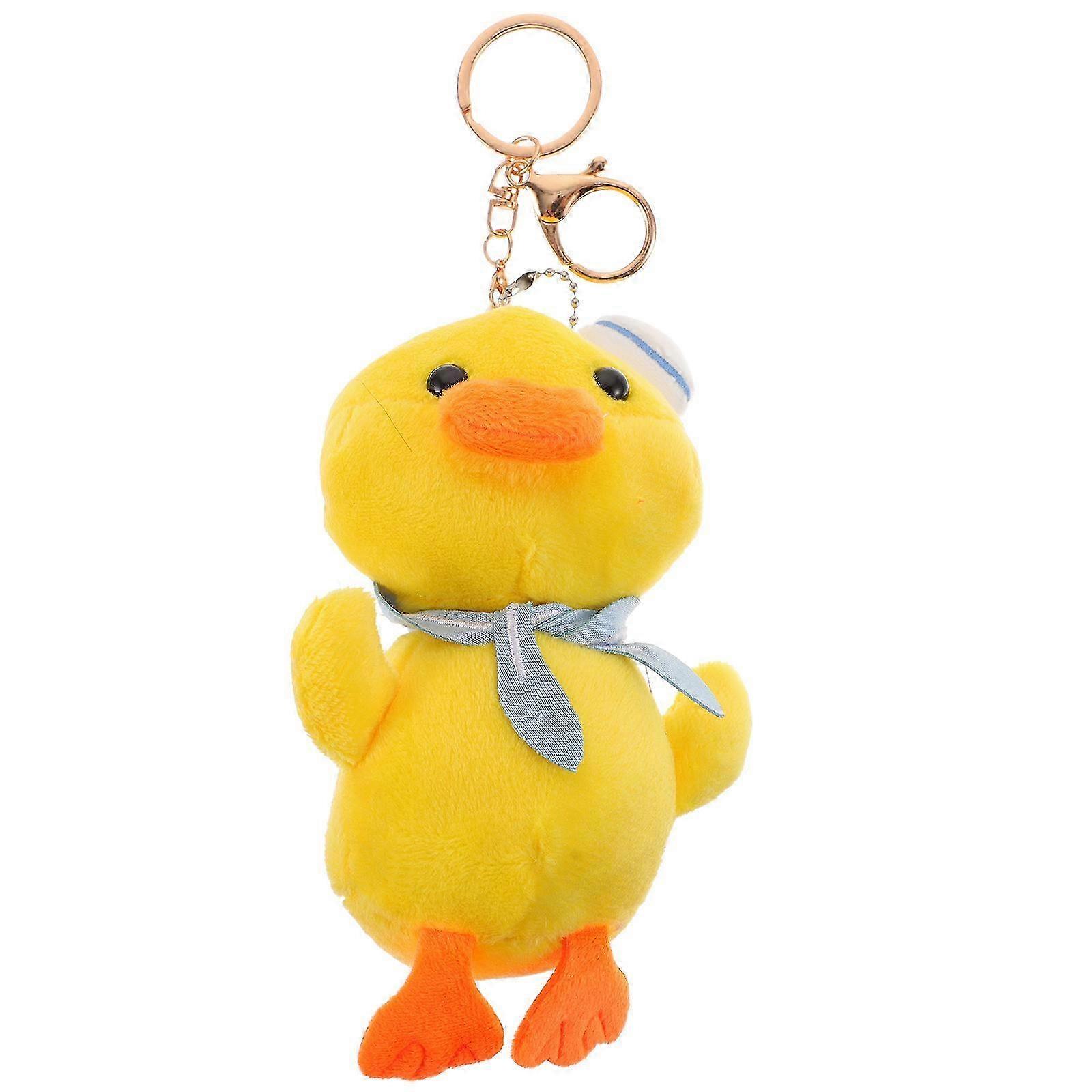 2pcs Plush Duck Keychains Backpack Hanging Key Pendants Cartoon Duck Key Rings for Kids