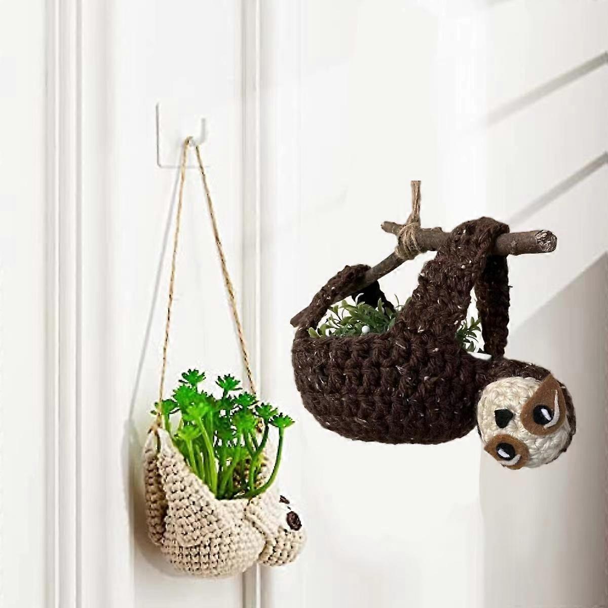 2 Pieces Sloth Plant Hanger Crochet Monkey Hanging Planter Plant Hanger for  Succulent Pot or Air Plants Indoor/Outdoor Hanging Planter Plants Holder H  | Fruugo NO