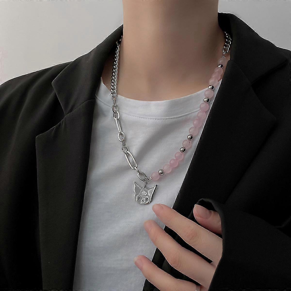 Kuromi Reflektierende Perlenkette - rosa Perlen