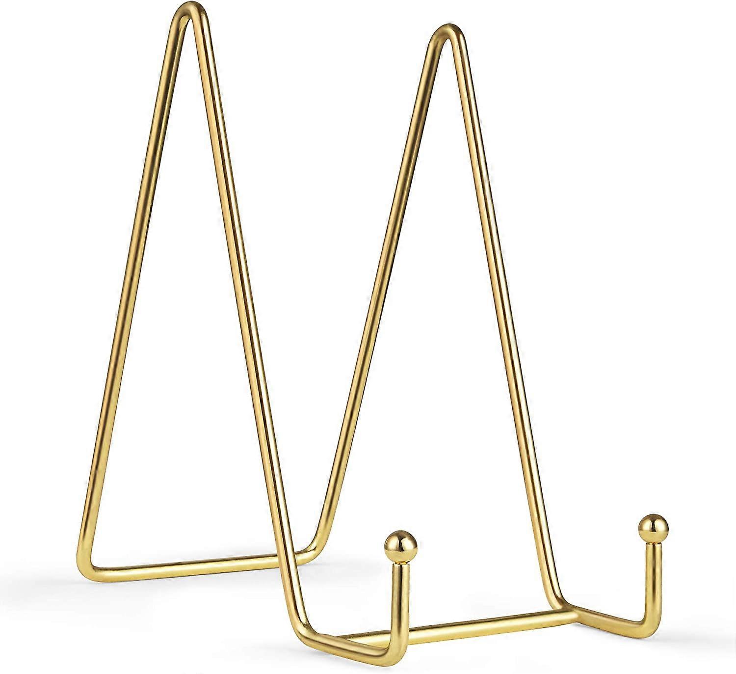 2-Pack 6" Board Display Stands - Gold Metal Easel Stand, Board Shelf Display, Photo Frames for Displaying Photos, Plates, Decorative Plates & Tabletop
