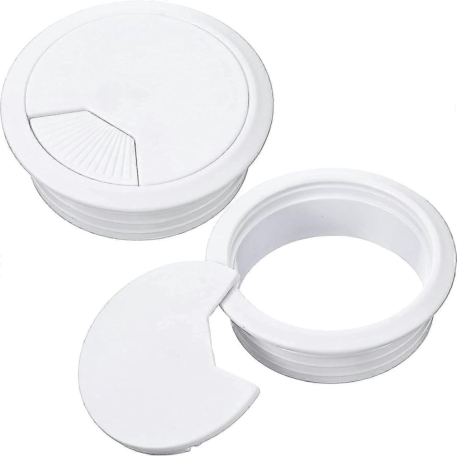2PCS Kabeltülle Weiß 60mm Schreibtischkabel Tülle Schreibtischtülle Kunststoffloch Schreibtischtülle Schreibtischtülle für Büro zu Hause weiß