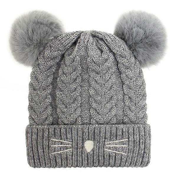 Knitted Hat Winter Warm Fur Beanies Hat with