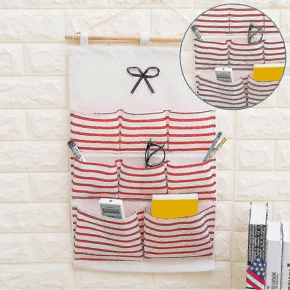 Practical 8 Pockets Sundry Cotton Wall Hanging Organizer Bag Storage Bag