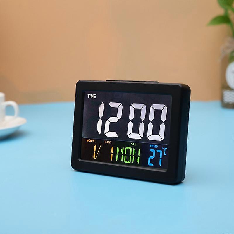 Color Large Screen LCD Electronic Desk Alarm Clock Temperature Date Display