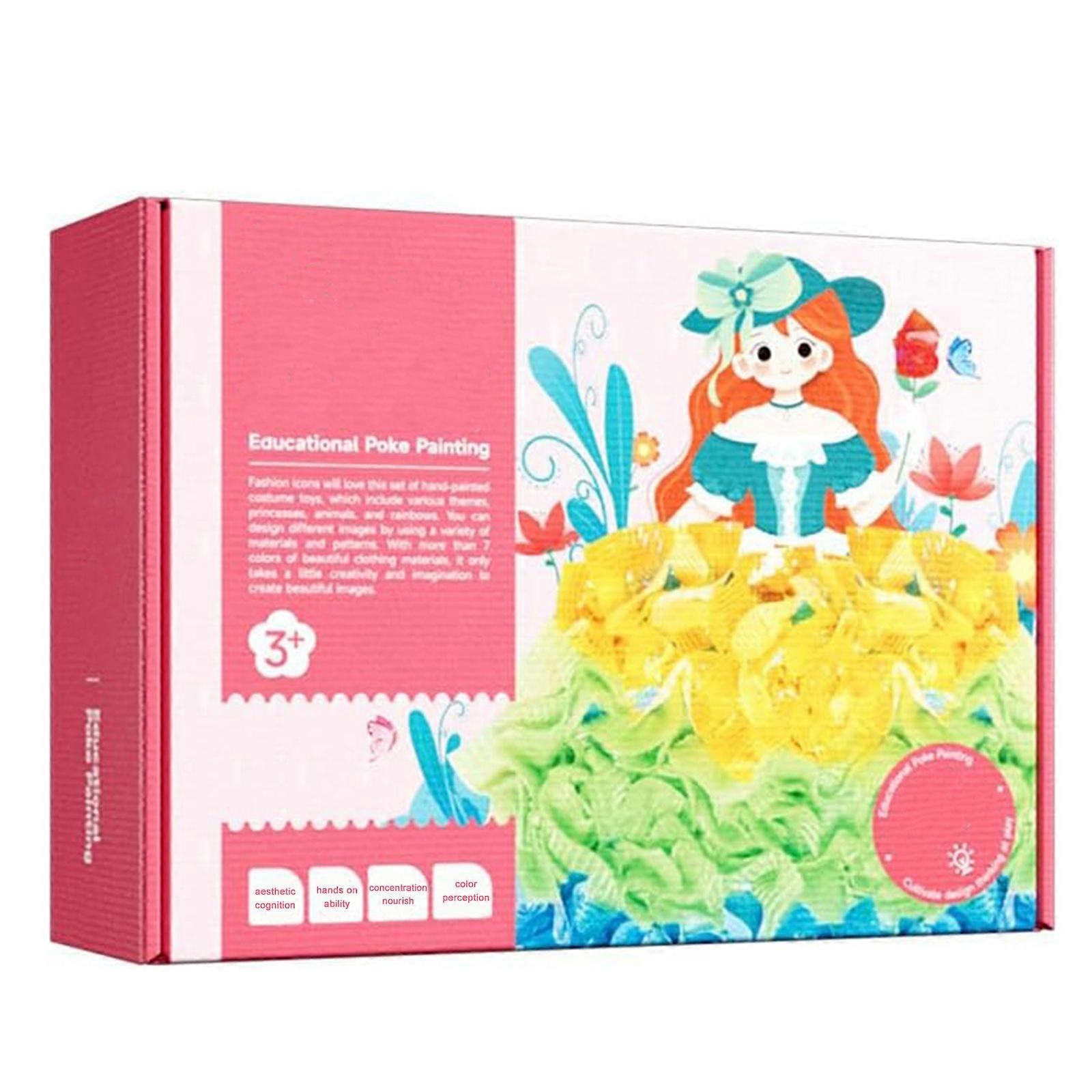 Fabric Art Frenzy - 3-8歳女の子のためのペーパークラフトキット、キッズアートクラフトキット、ナンバーアート&クラフトによるファブリック、縫製なし、独自のDIYレインボークラの作成