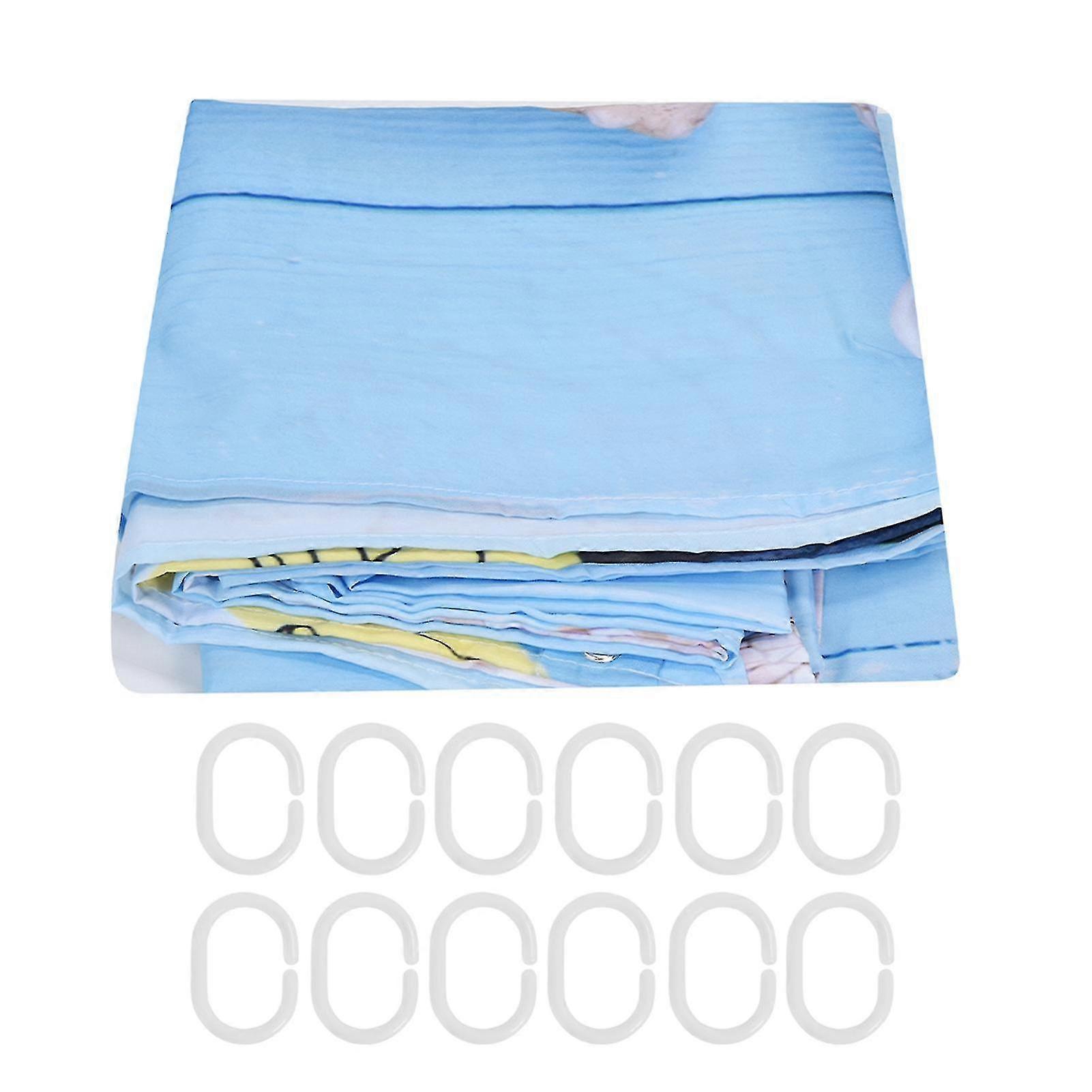 Waterproof Polyester Bathroom Shower Curtain with Beach Pattern - 180x180cm