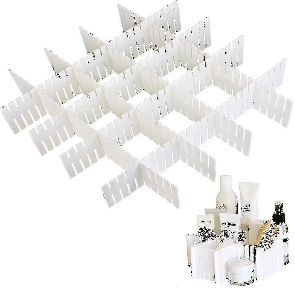 Drawer Divider, Adjustable Grid Drawer Dividers, Drawer Organizer (8 Pieces, White)