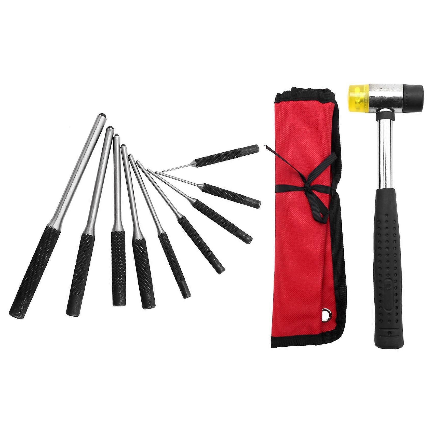 Roll Pin Punch Set with Pouch, 10Pcs Steel Removal Tool Kit with Carrying Bag for Jewelers, Watch R