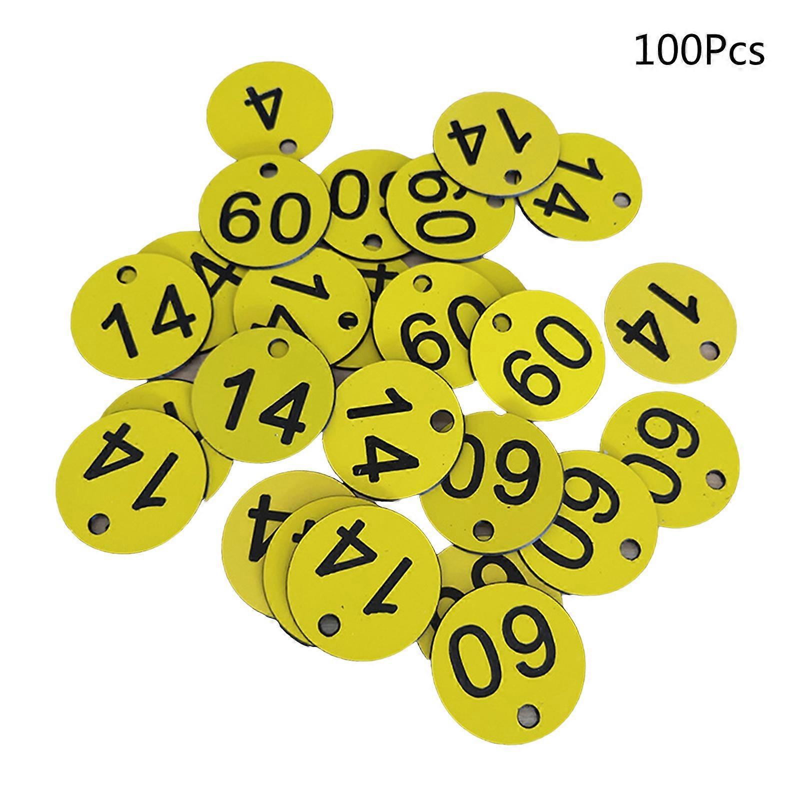 100Pcs Plastic ID Number Tags 1-100 gravert nummer ID-tag farget for nøkkelring