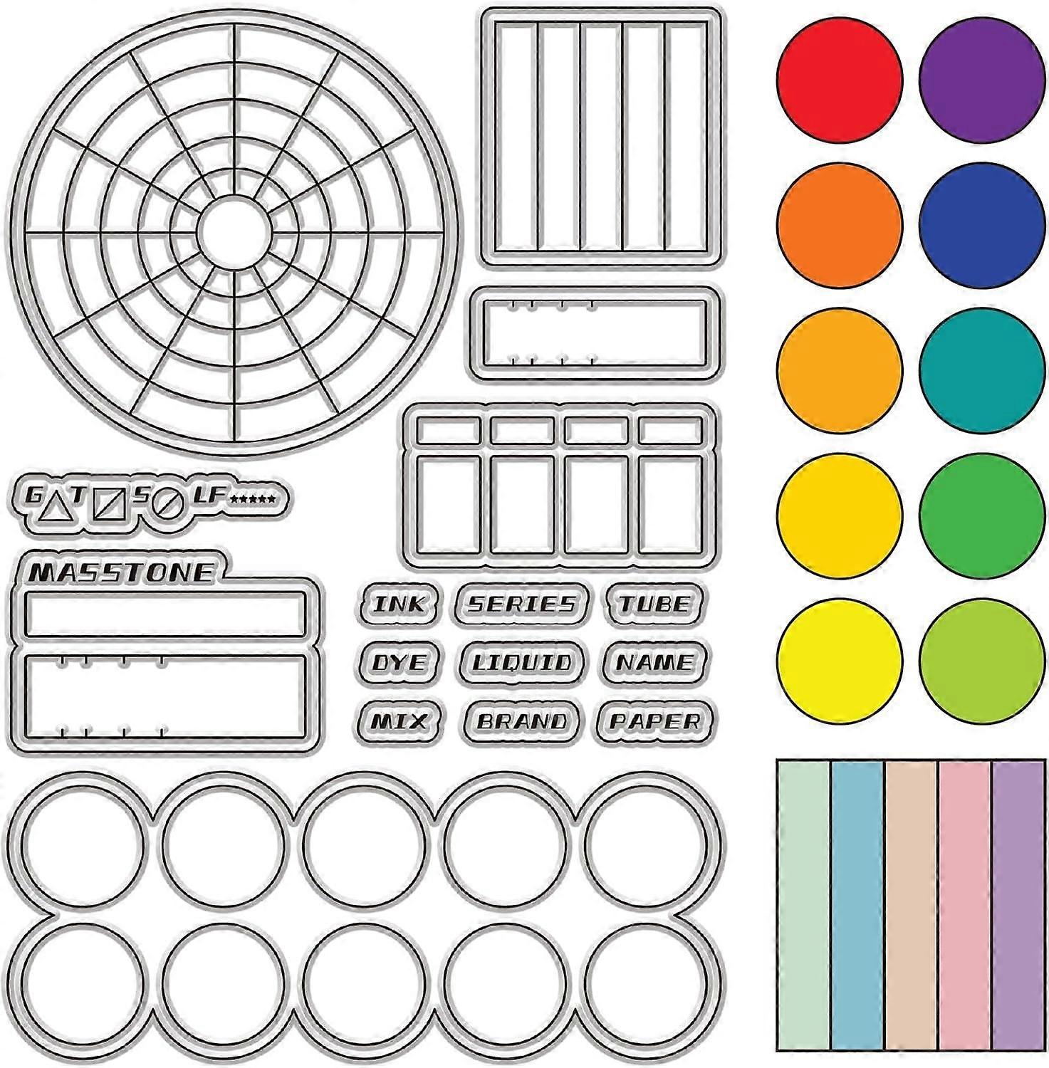 Color Swatches Rubber Stamps Palette Clear Stamps Reusable Transparent Silicone Stamp Seals for Journaling Card Making Decor DIY Scrapbooking Film Fra