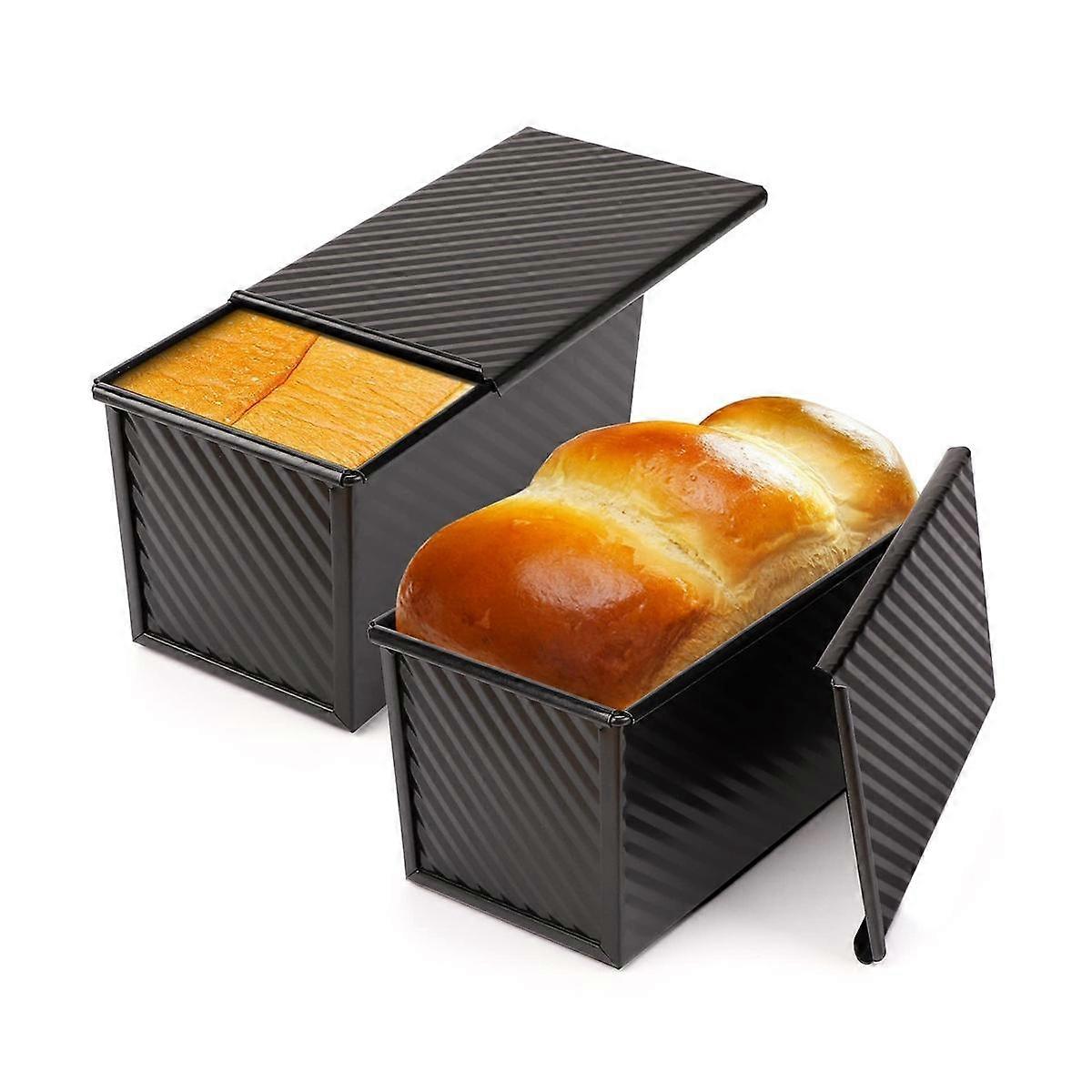 Kastenform 2er-Pack, antihaftbeschichtete Brotform mit Deckel Brottoastkastenform aus Kohlenstoffstahl mit Deckel für Backformbrot