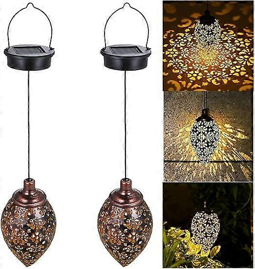 ソーラーウォータードロップペンダントアイアン中空ライト屋外ハンギングガーデンデコレーションライトハンギングガーデンライトランドスケープライト