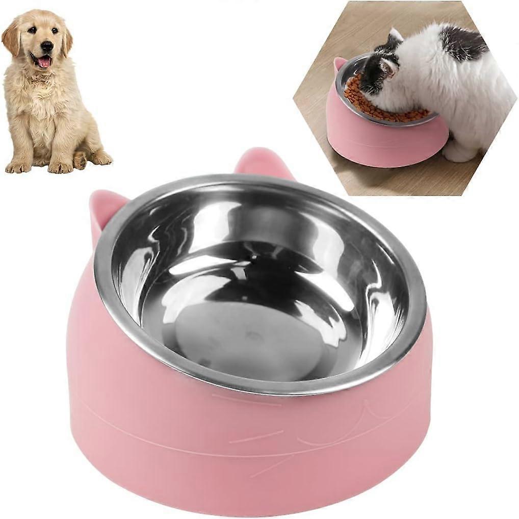 Pink - Katzennapf Edelstahl Kippbarer Futternapf Katzennapf Welpennapf Pet Cat Dog Napf Abnehmbarer Katzennapf 1 Stück (kleine Größe 200 ml)