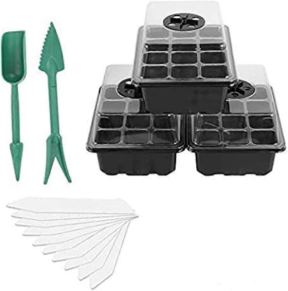 3Pcs Seedling Tray Plastic Transparent Seedling Tray, 12 Holes Moisturizing and Heat-preserving Seedling Tray, Mini Seedling Greenhouse with Durable C