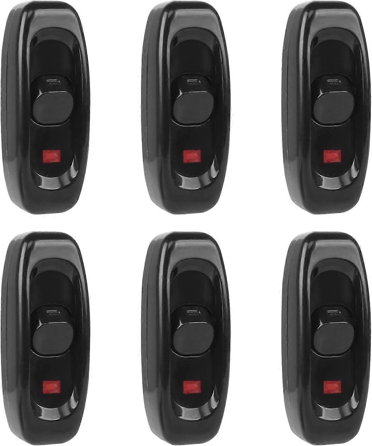 (black) 6pcs light switch, rocker switch 250V 10A wired rocker switch intermediate switch with LED indicator