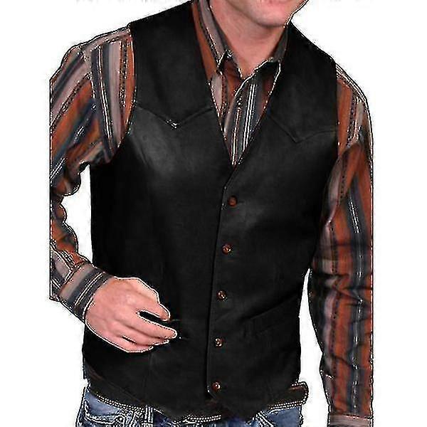 Herre efterårsmode cowboyvest i kunstlæder