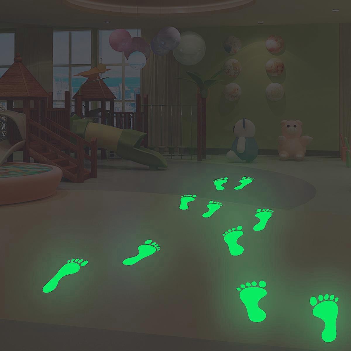 Glow-in-the-dark footprint stickers, colorful footprint glow-in-the-dark stickers for smooth floors, tiles.