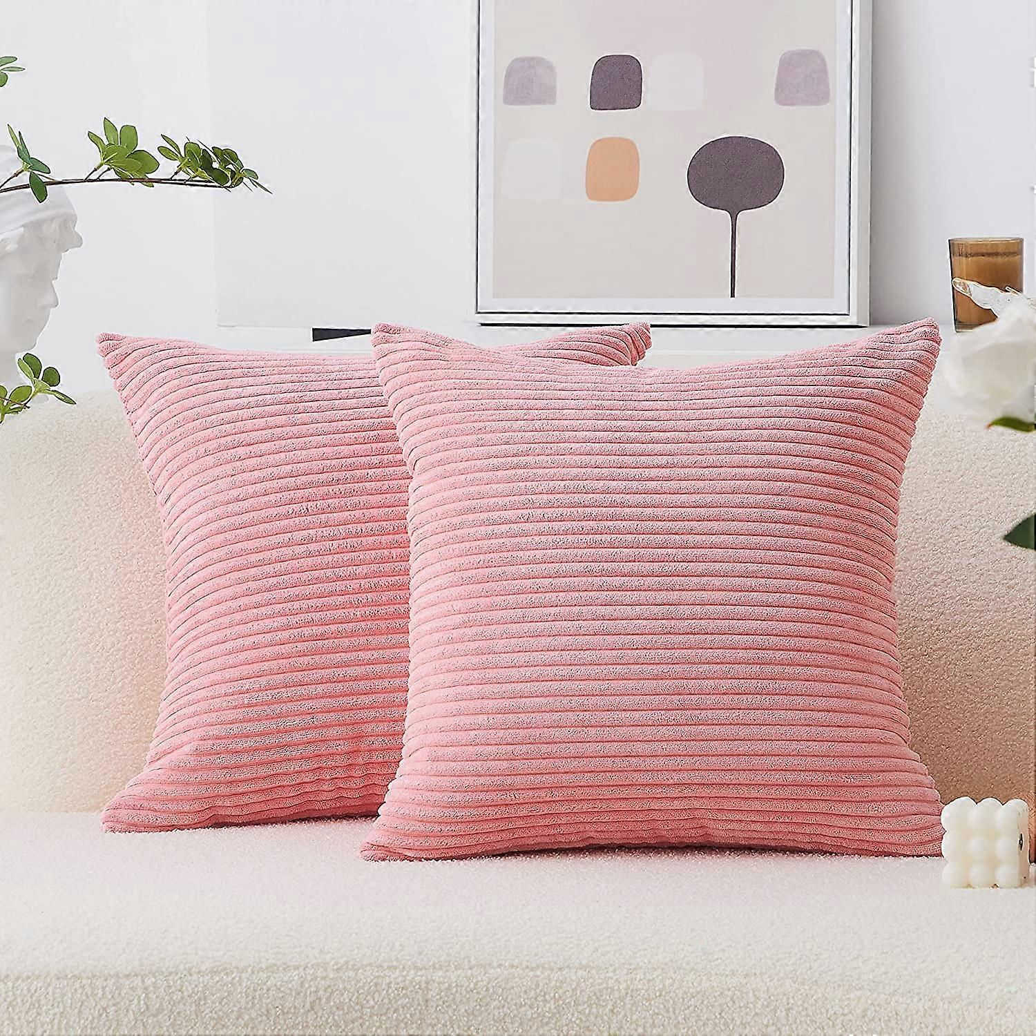 Conjunto de 2 Capas de Almofada Macias para Sofá, 18 x 18 polegadas, Rosa