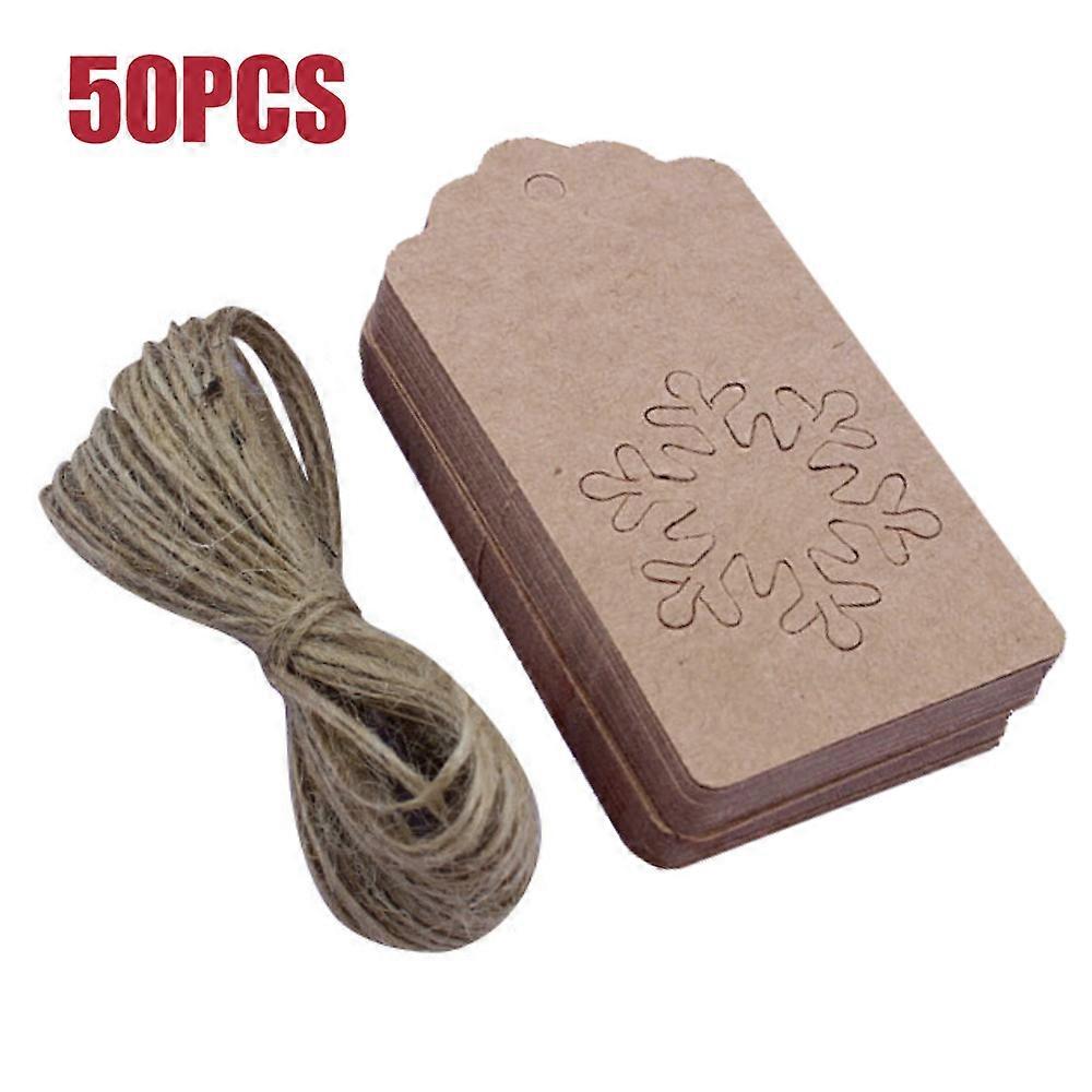 50Pcs Kraft Paper Gift Tags Wedding Blank Label + String Christmas Xmas Gifts