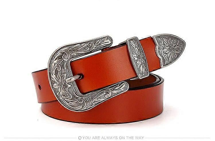 LAUWOO 2022 latest lady retro belt Punk 2.8CM personalized punk wide belt 100% cow leather decorative belt cow genuine leather