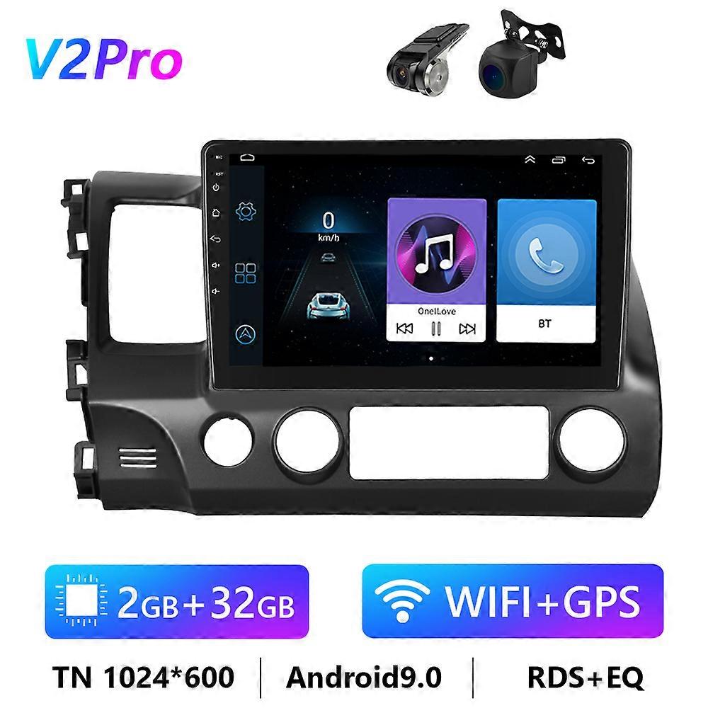 Podofo 2 Din Android Car Radio for Honda Civic 2006 - 2011 Multimedia Video Player Navigation GPS WiFi 8G+128G DSP Audio Stereo
