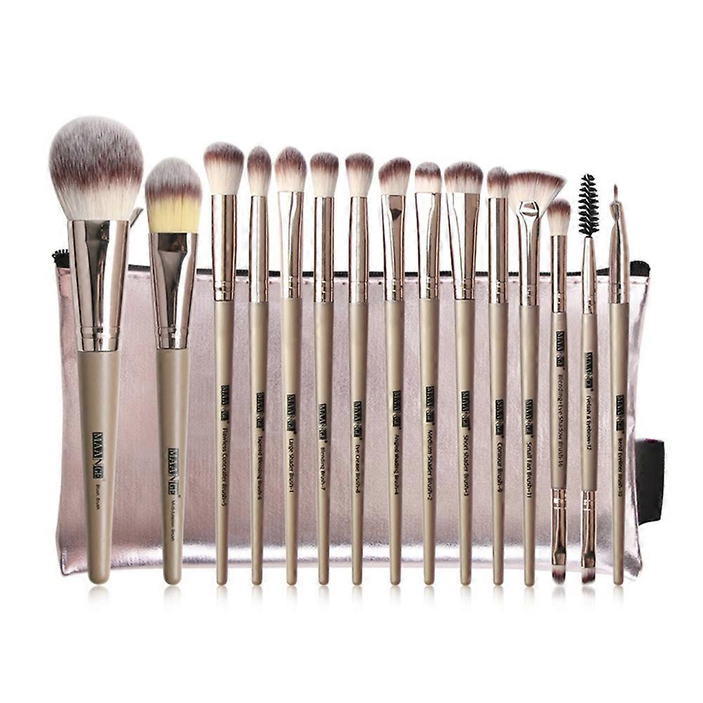 MAANGE 15Pcs Cosmetics Foundation Blush Face Eyebrow Lip Makeup Brushes Set
