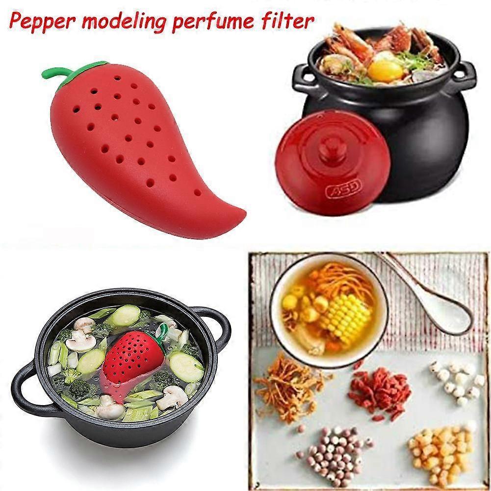 Creative Spice Filter Pepper Shape Herbal Infuser Filter Tool Silicone Seasoning Kit Stew Soup Practical Kitchen Tools