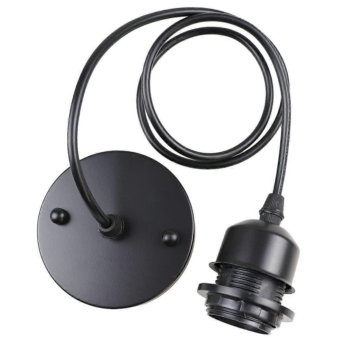 Vintage Pendant Lamp Ceiling Light E27 Edison Lamp Socket (Black 1 Pack)