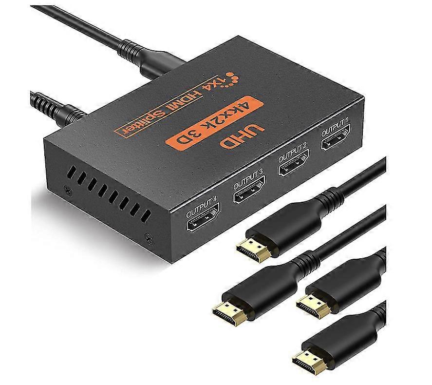 4K HDMI Splitter, HDMI Splitter 1 Input 4 Output Support 3D 4K 1080P, HDMI Splitter Duplicate/Mirror Screen Only, 1x4 HDMI Splitter Compatible with PS