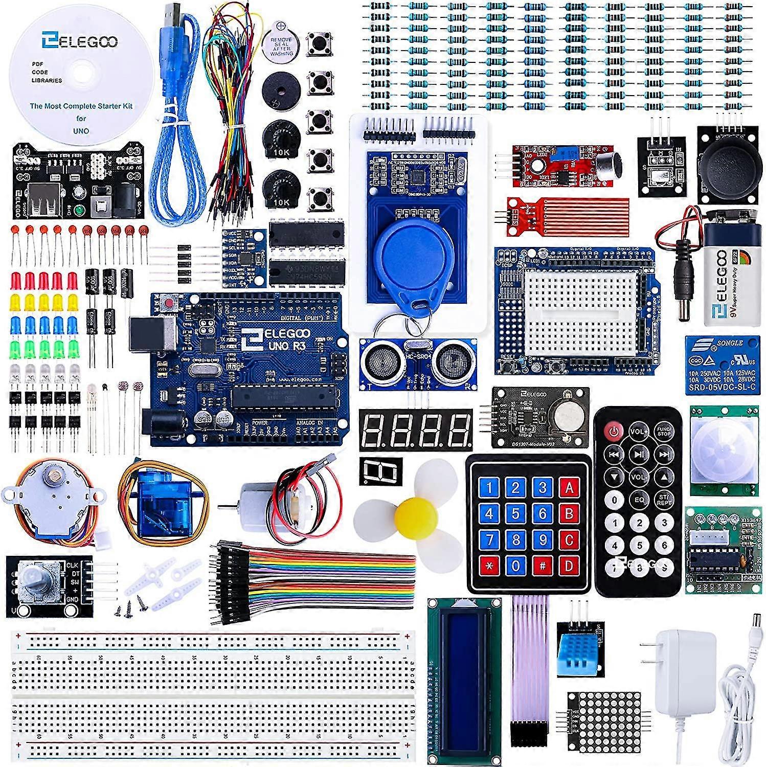 Uno R3 Project Most Complete Starter Kit W/tutorial Compatible With Arduino Ide (63 Items)