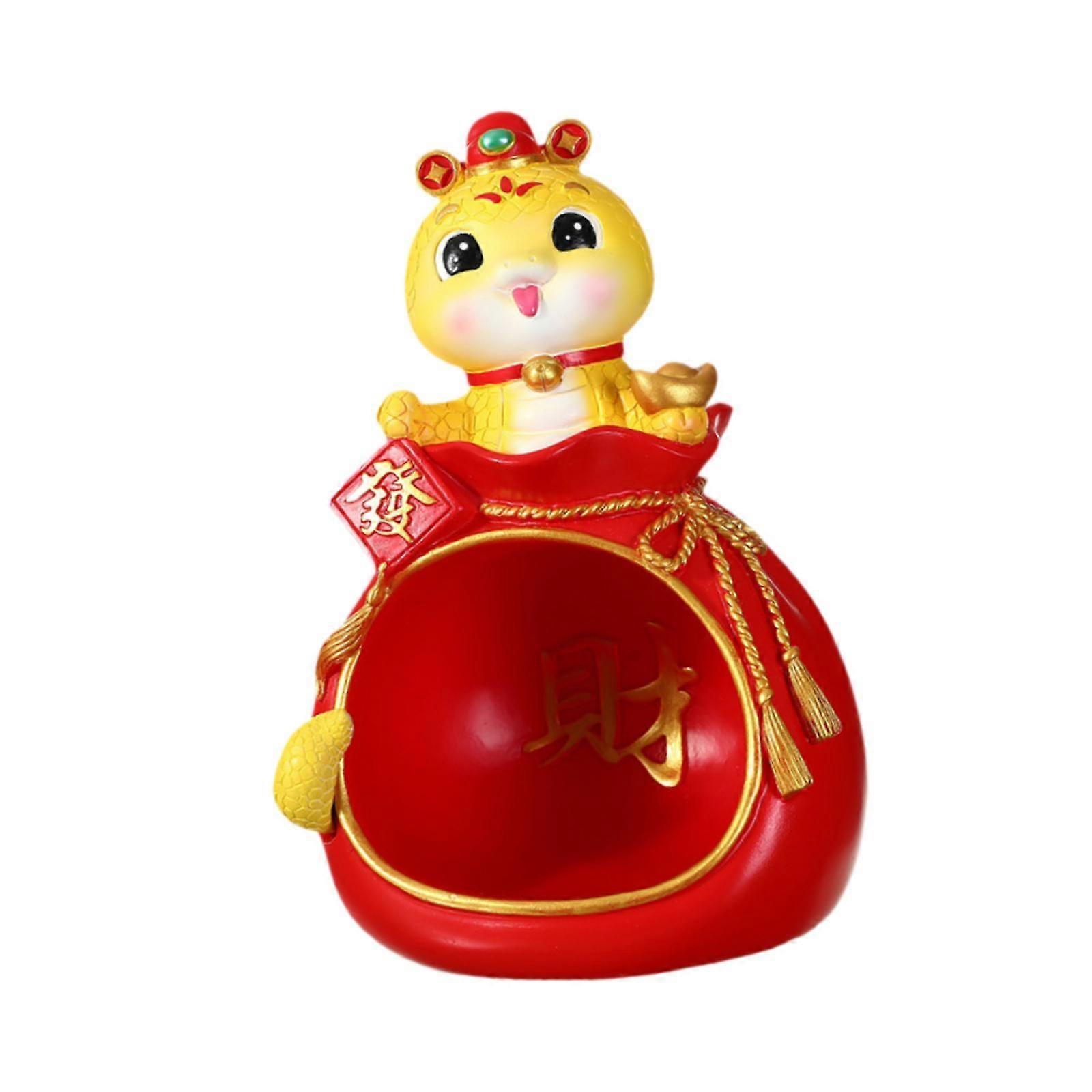 Snake Year Statue Storage Tray Festive Snake Year Decoration for Living Room style A
