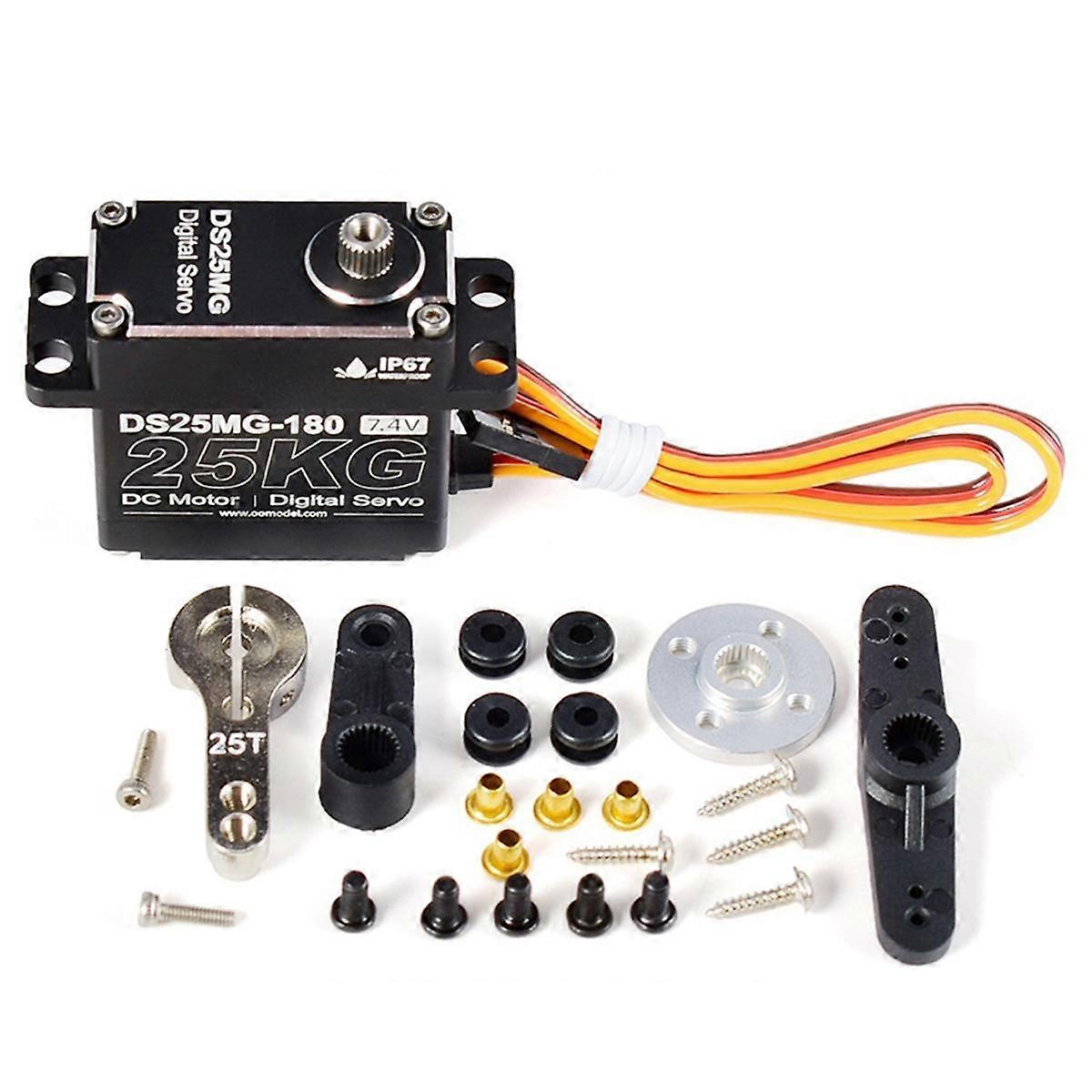25KG Servo Motor Waterproof Digital Servo High Torque Metal Gear Servo for RC Car Robot Mechanical Arms,180 Degrees