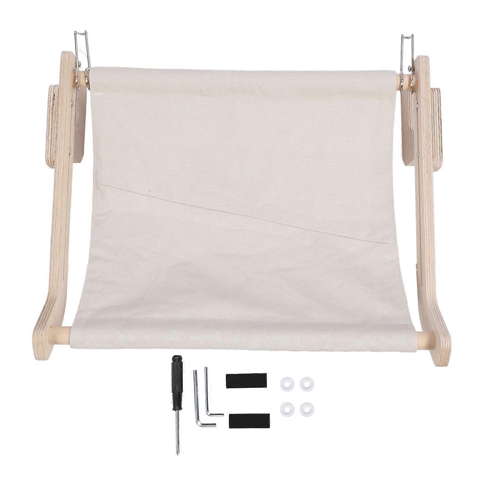 Cat Sill Window Perch Wood Frame Sturdy Structure Comfortable Wall Mount Bedside Cat Hammock for Bedside Drawer Cabinet Grey