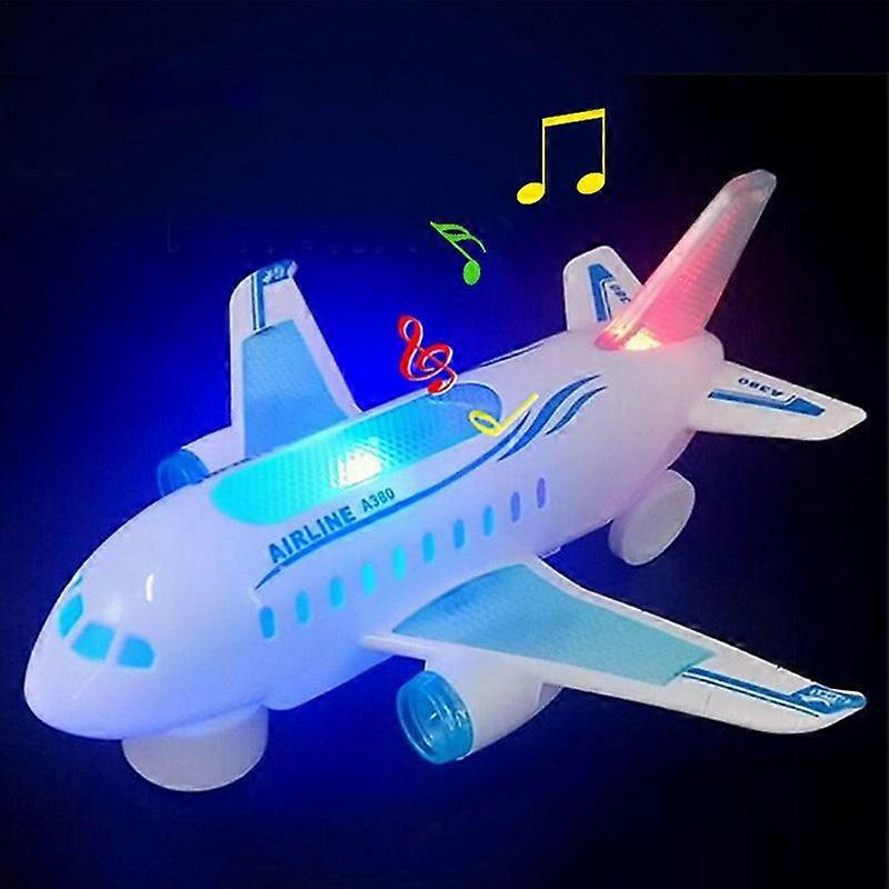 24cm Simulation Electric Aircraft Plastic Toy With Sound Light Automatic Rotation Plane Educational Toys For Children Boys Gift
