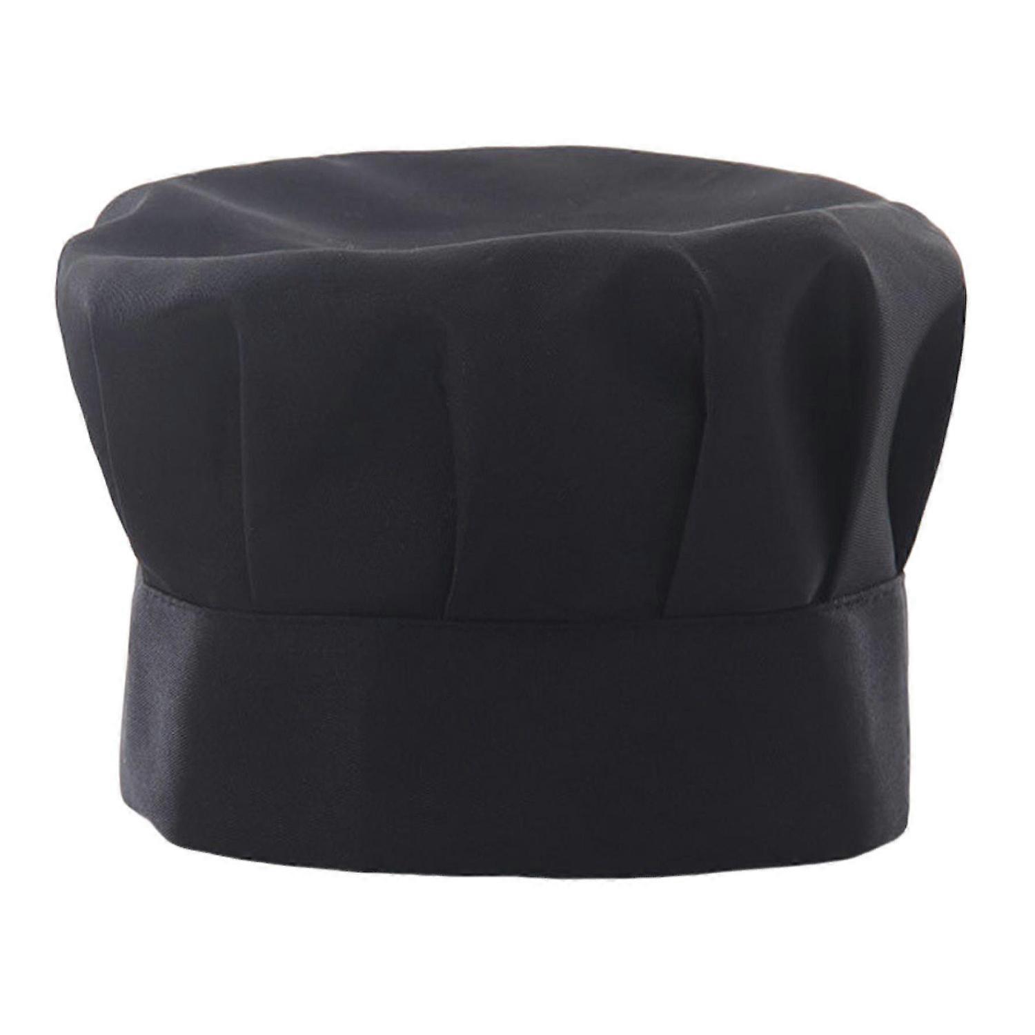 Chef Hat Unisex Kitchen Hat Hotel Restaurant Cook Cap Pleated Design Solid Color Waiter Chef Work