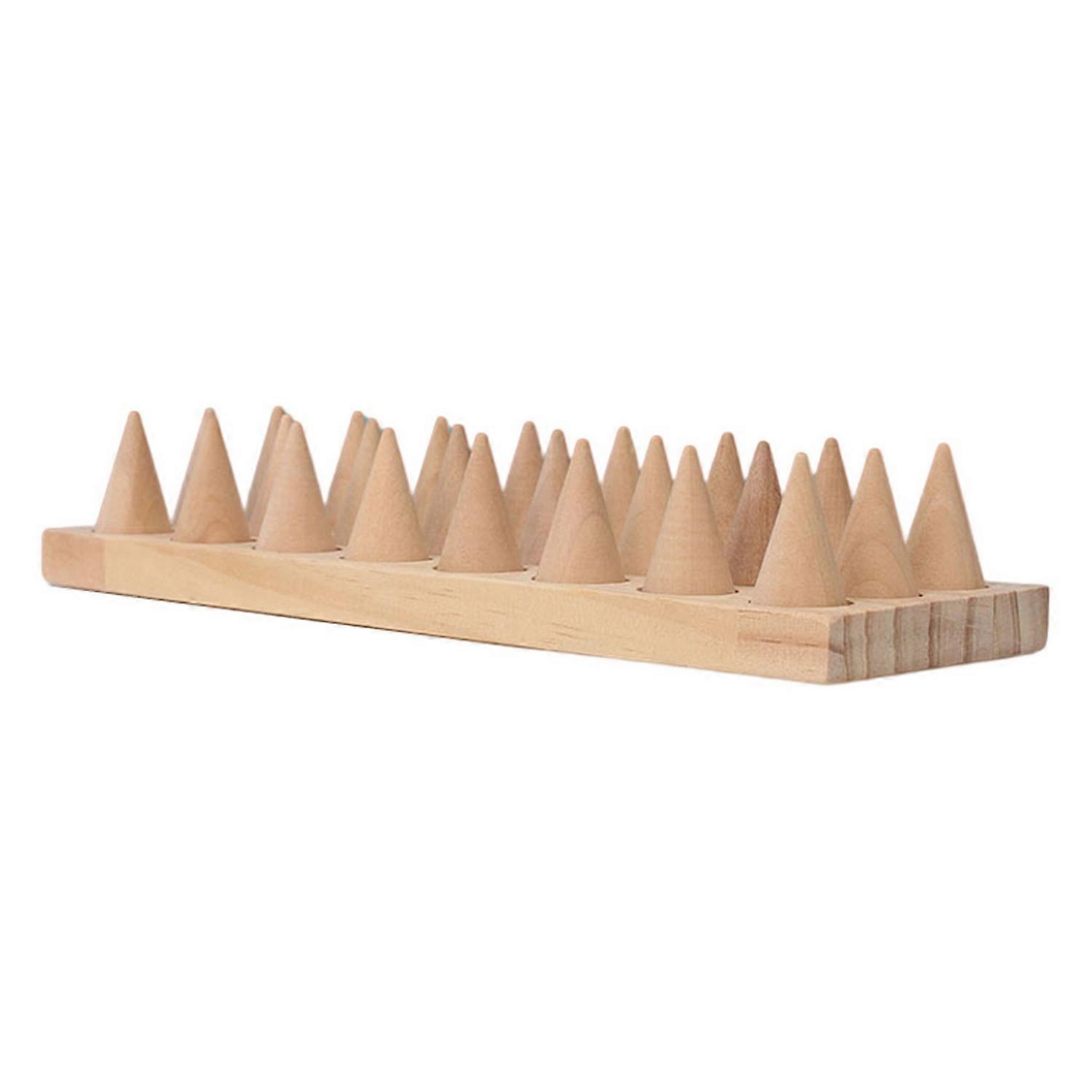 Ring Display Stand Cone Wooden Large Capacity Reusable Space-saving Storage Solid Wood 6/12/24