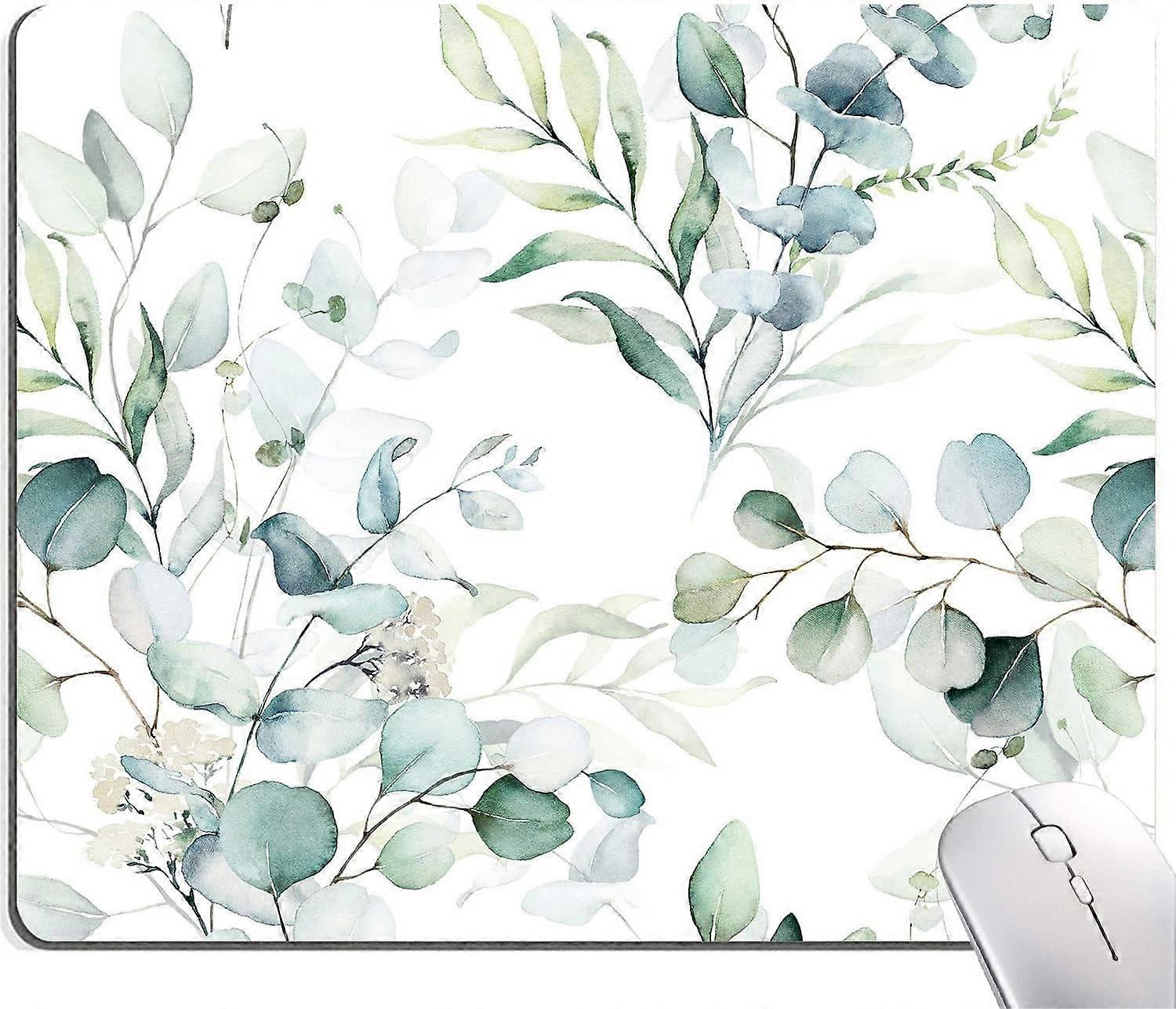 Mouse Pad, Green Leaves Mouse Pad with Design, Premium-Textured Mousepad Square Waterproof Mouse Mat
