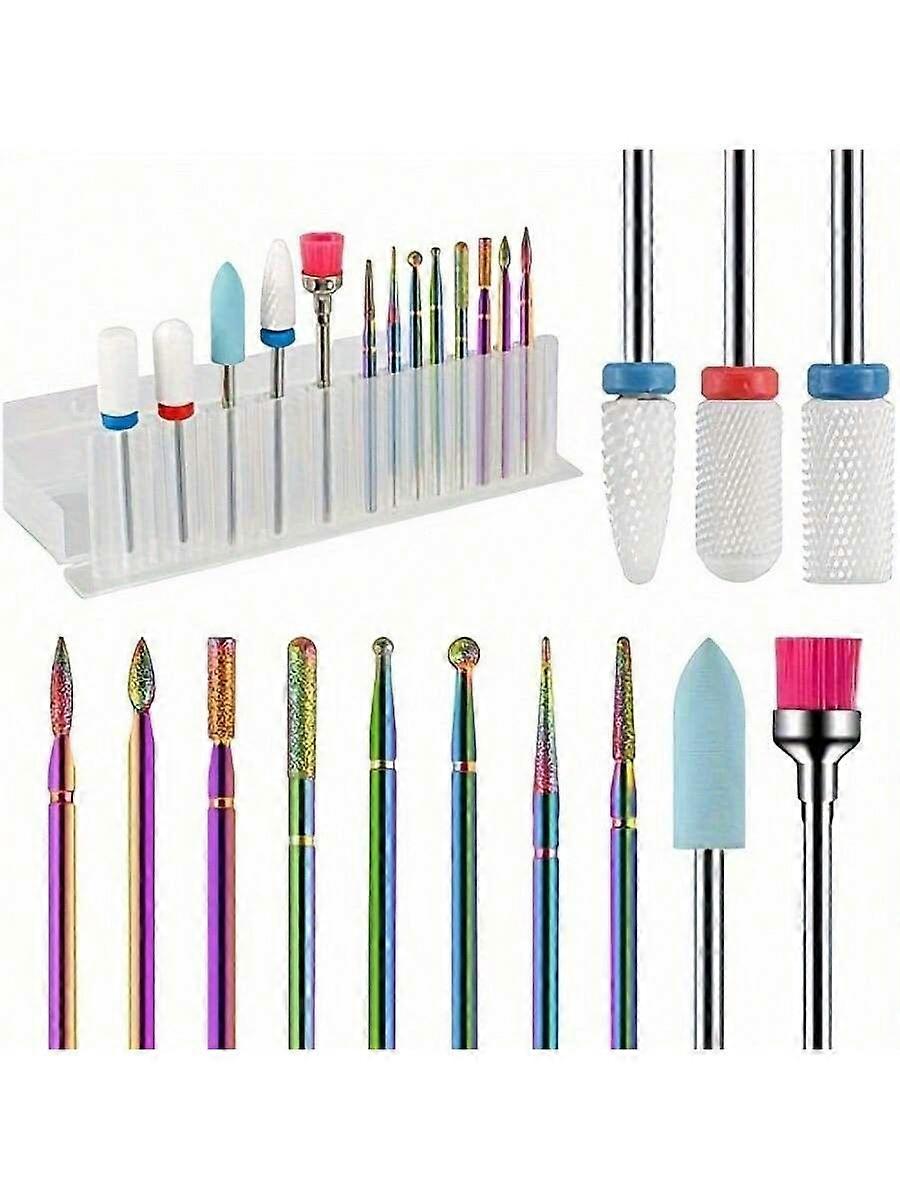 13 قطعة من مجموعة مثقاب الأظافر الخزفية المهنية - مجموعة أدوات مانيكير كهربائية عالية الأداء للأكريليك والجل والأظافر الطبيعية - يجب أن تكون مقاومة للحرارة
