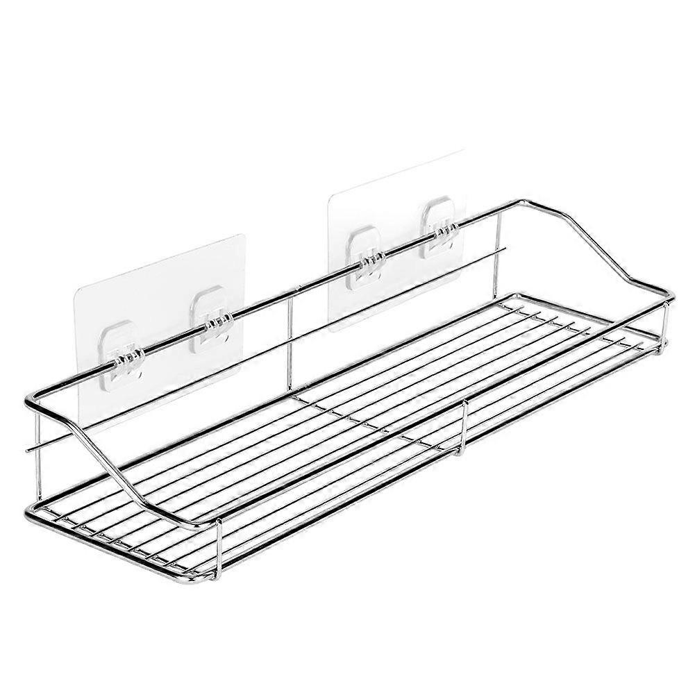 Bathroom Shelf Organizer Storage Kitchen Rack with Traceless Transparent Adhesive No Drilling (28cm)