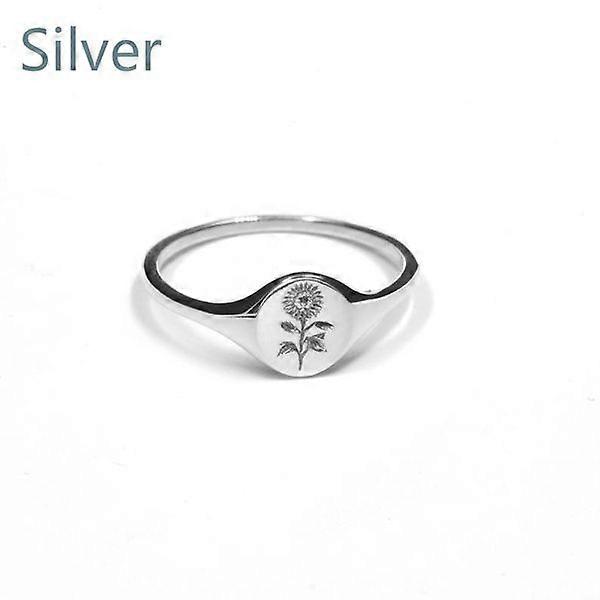 Anillo de flor de girasol de moda clásica simple [Plata]