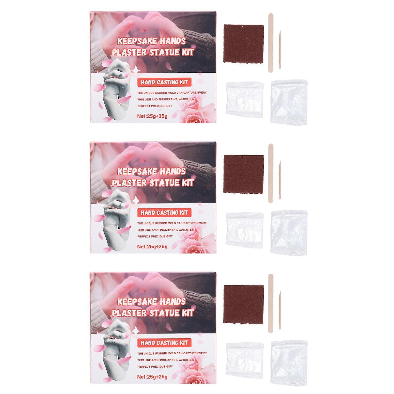 3 Sets Hand Model Casting Kit Stereoscopic Plaster Statue Molding Tool for Handicrafts Keepsake Present Making