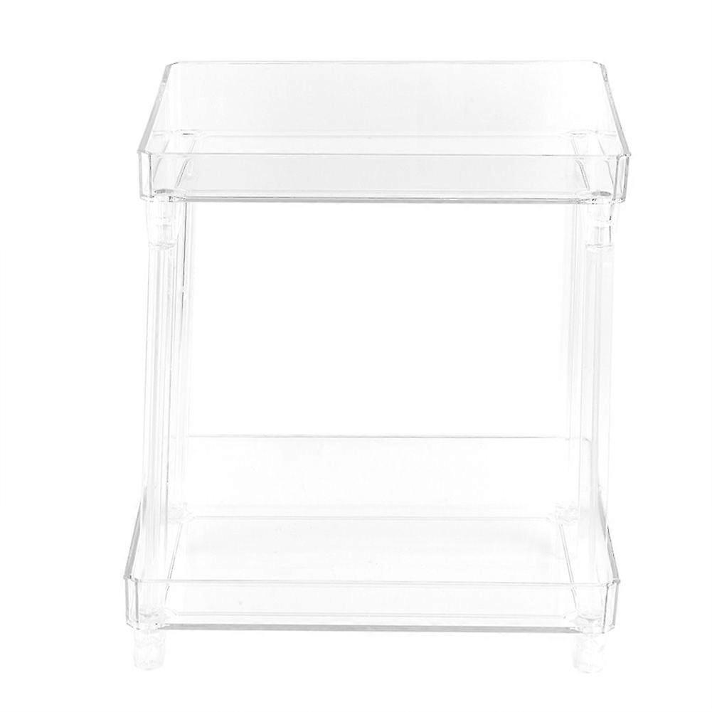Double Layer Desk Storage Shelf Cosmetic Makeup Storage Rack Organizer (Transparent)