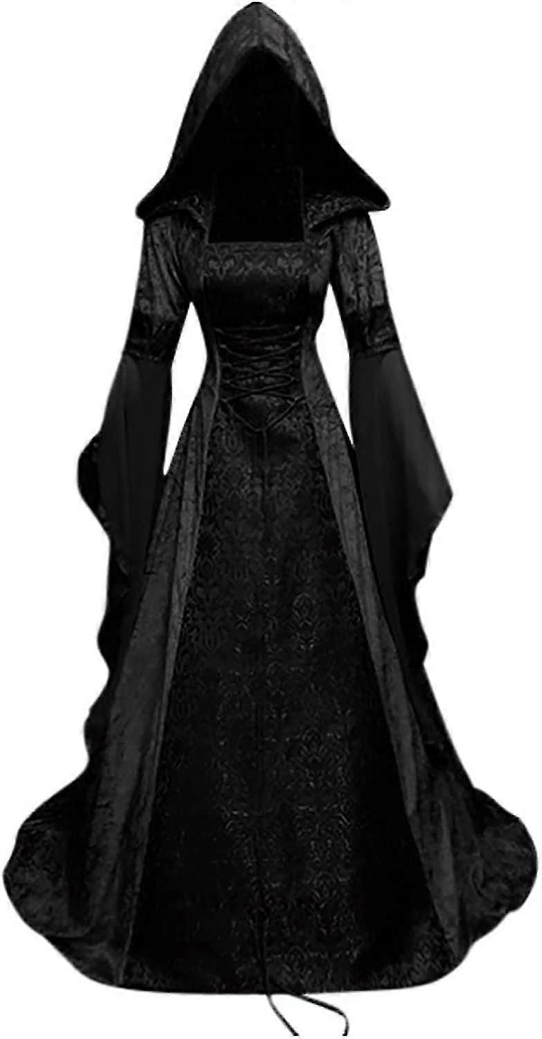 Cadılar Bayramı Ortaçağ Kostümleri Kadınlar Için Korse Rönesans Elbise Kat Uzunluğu Cosplay Viktorya Dönemi Elbiseleri Kapüşonlu