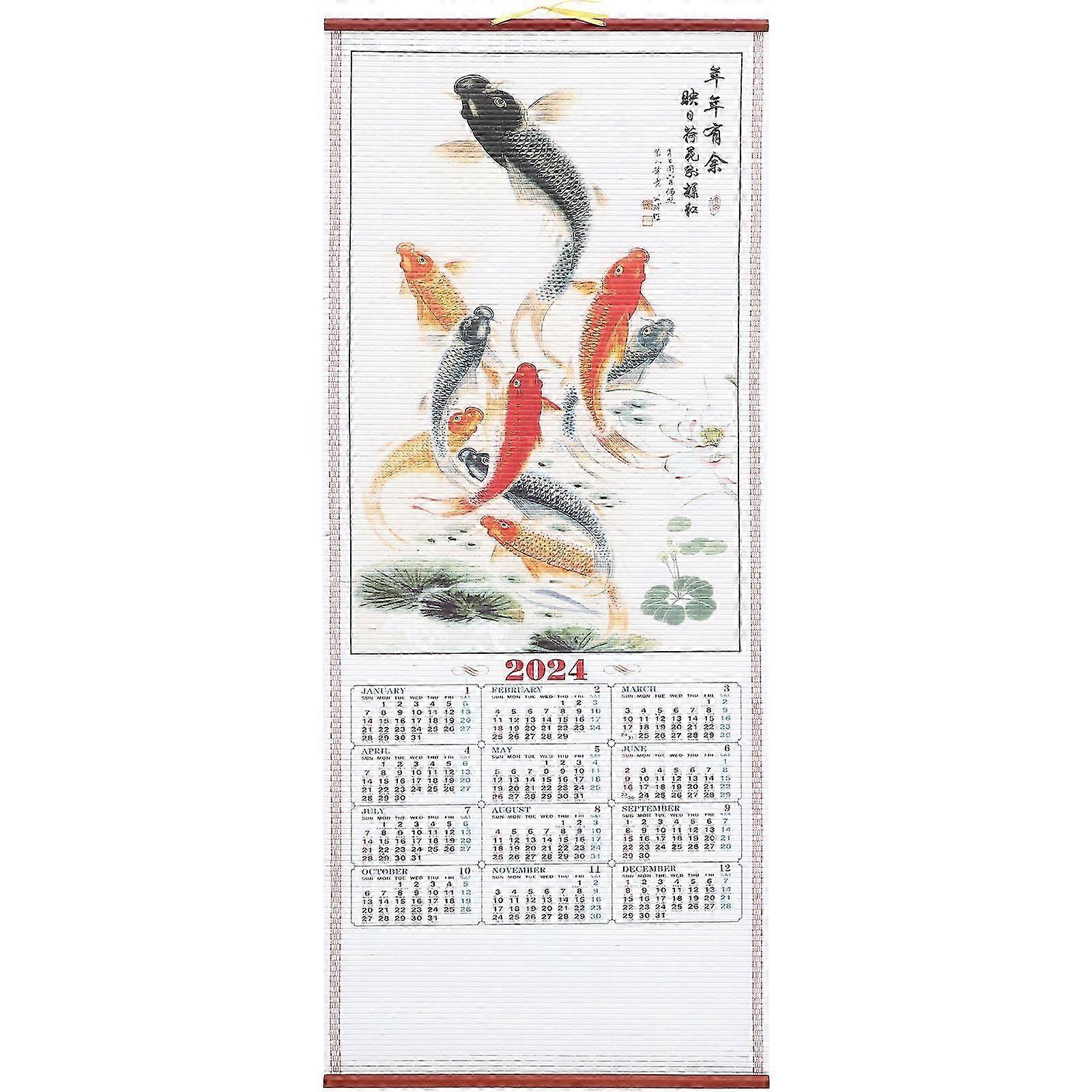 Chinese Calendar Scroll Hanging Calendar Hanging Calendar The Year Of Dragon Calendar
