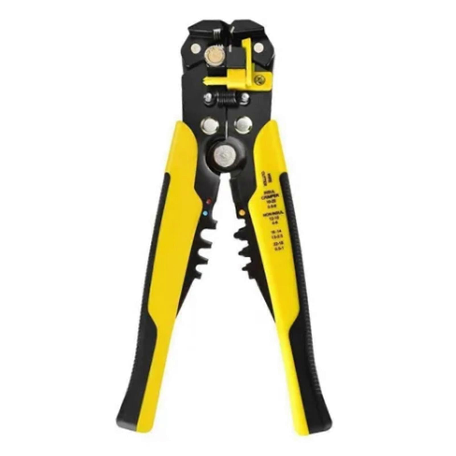 Wire Stripper Cutter Crimper Cable Pliers Hand Stripping Crimping Cutting Tool for Working Yellow 205
