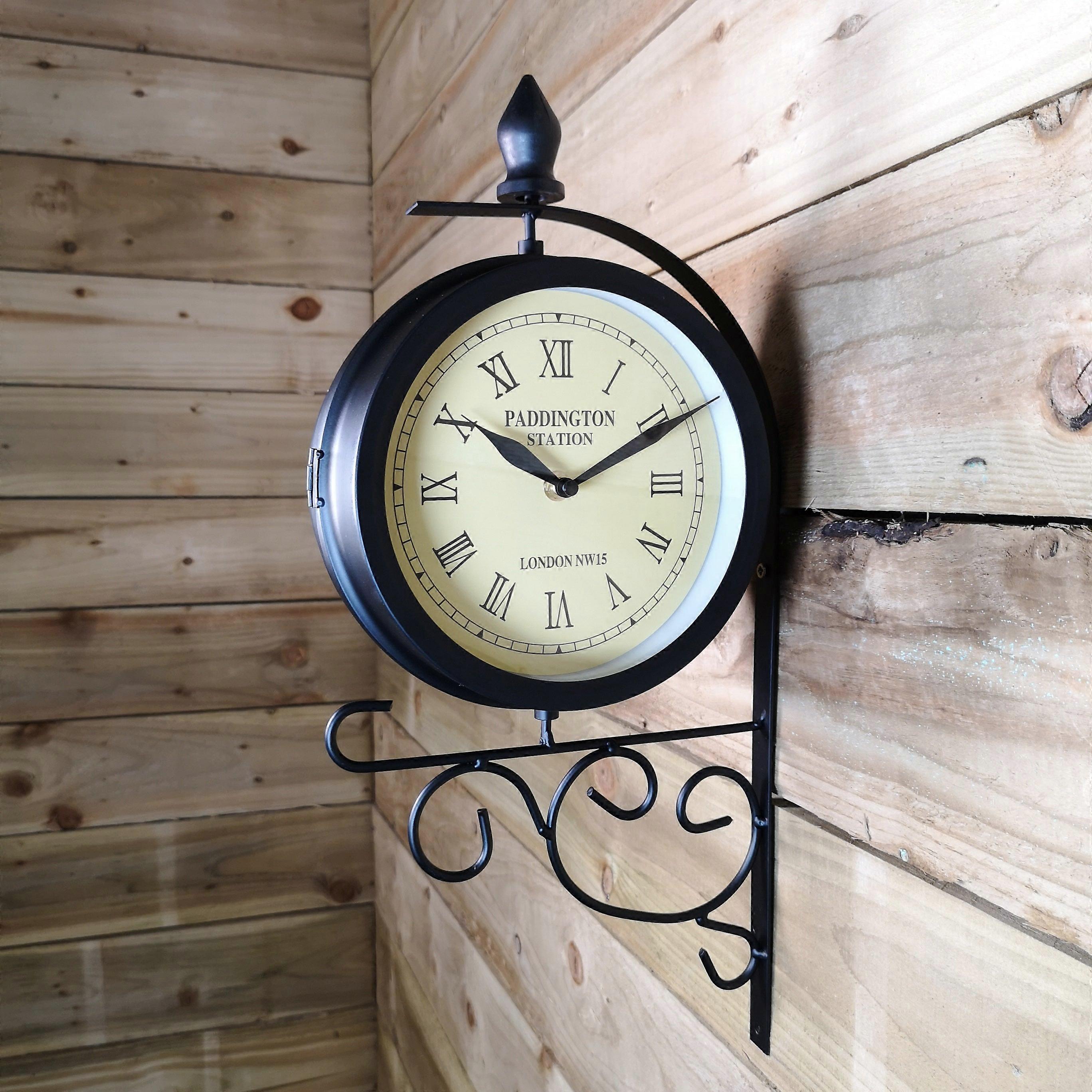 Outdoor Victorian Station Garden Clock Wall Mounted