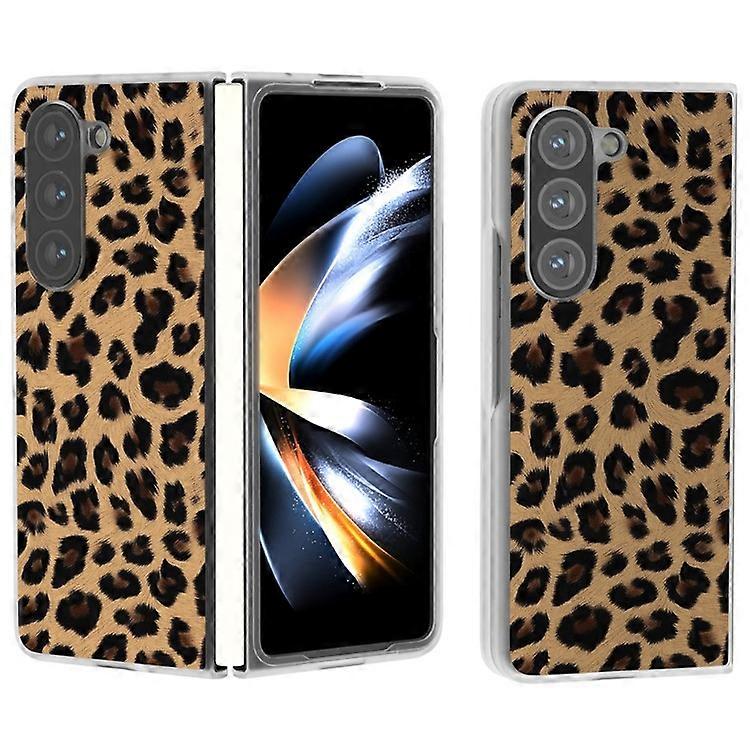 Compatible For Samsung Galaxy Z Fold6 5G Case Leather+PC Non-Slip Phone Cover Leopard Pattern