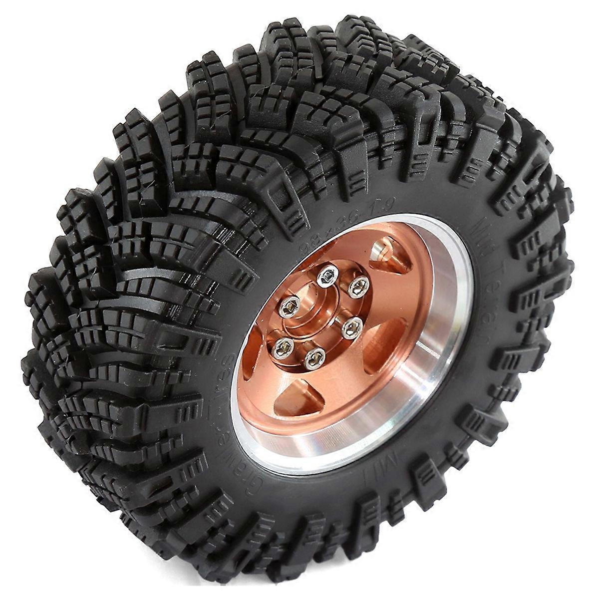 4pcs 98mm Metal 1.9Inch Beadlock Wheel Rim Rubber Tire Set for 1/10 RC Crawler Car TRX4 D90 Axial S