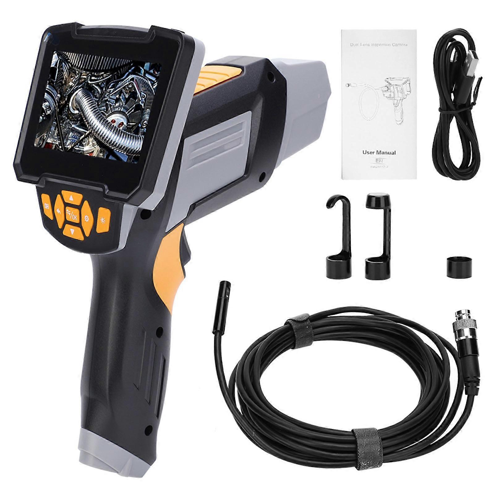1080P Dual Lens Digital Industrial Endoscope with 4.3in LCD Display IP67 Waterproof 5m Pipe